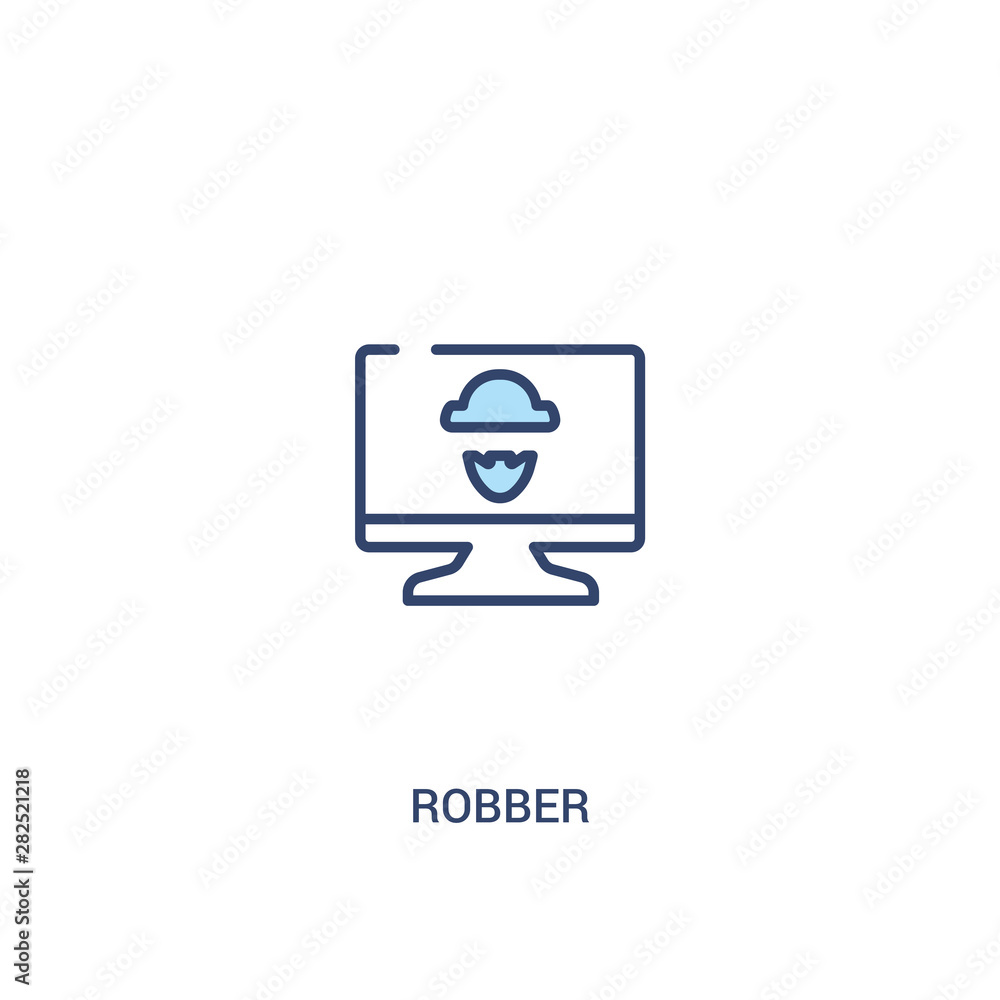 Poster robber concept 2 colored icon. simple line element illustration. outline blue robber symbol. can be 