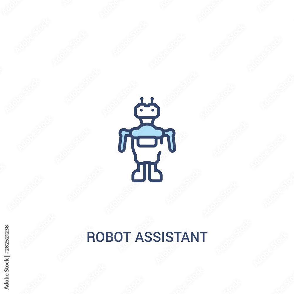 Poster robot assistant concept 2 colored icon. simple line element illustration. outline blue robot assista