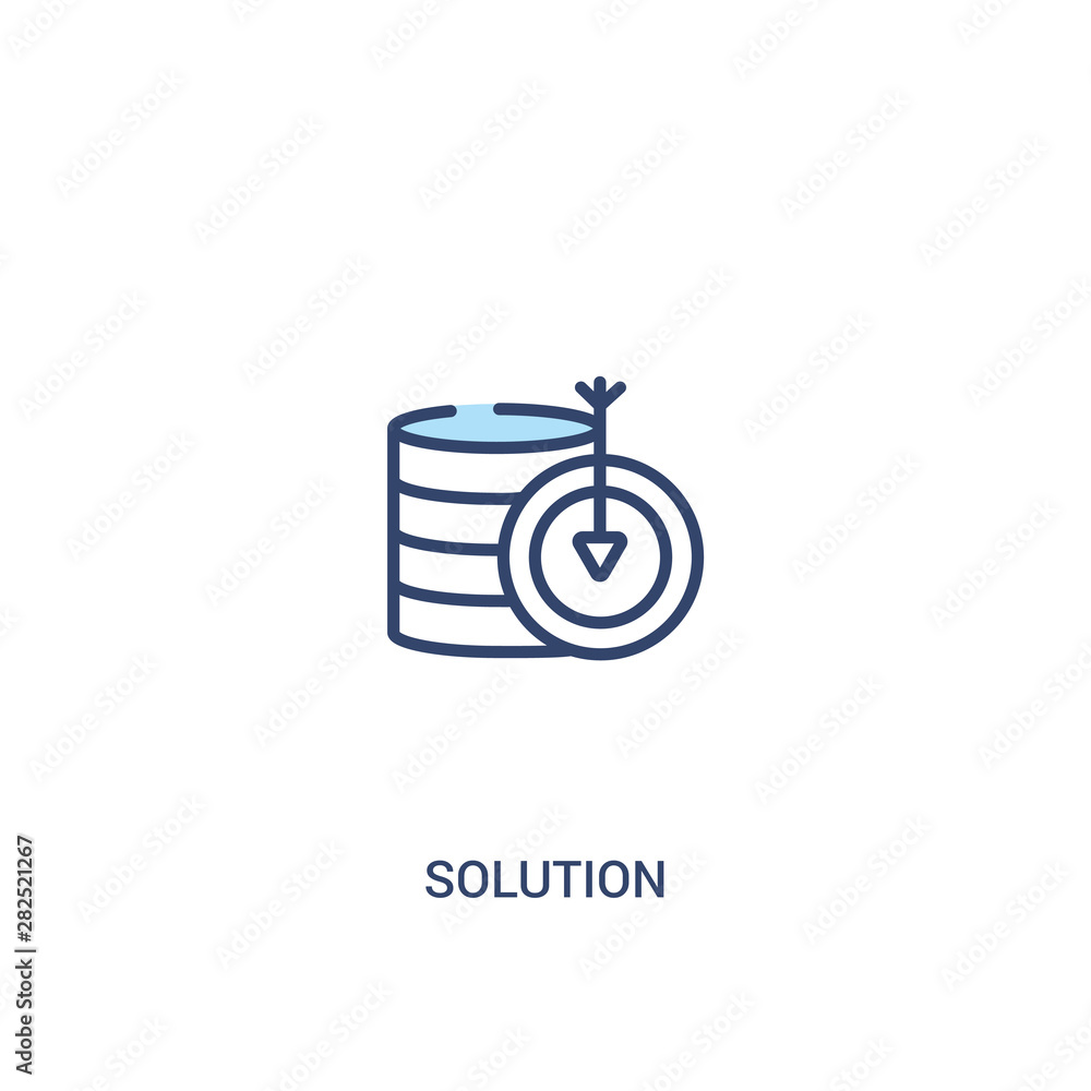 Poster solution concept 2 colored icon. simple line element illustration. outline blue solution symbol. can