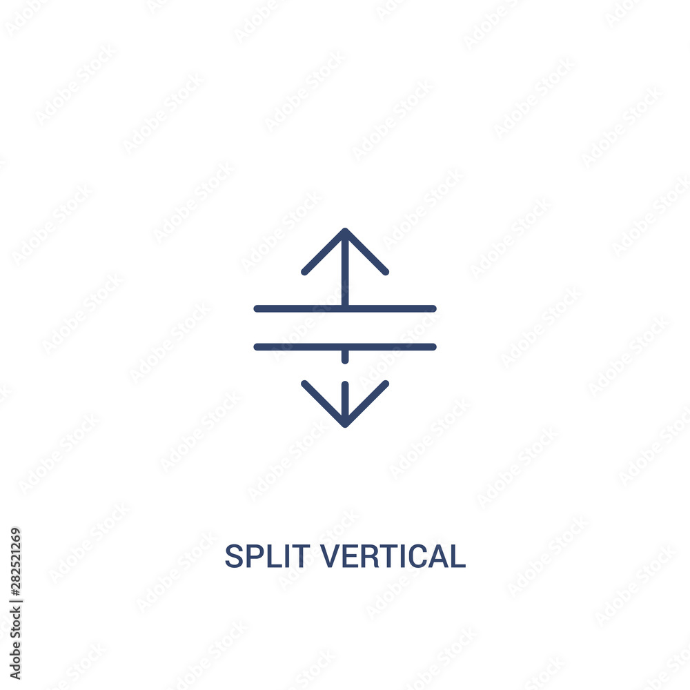 Poster split vertical concept 2 colored icon. simple line element illustration. outline blue split vertical