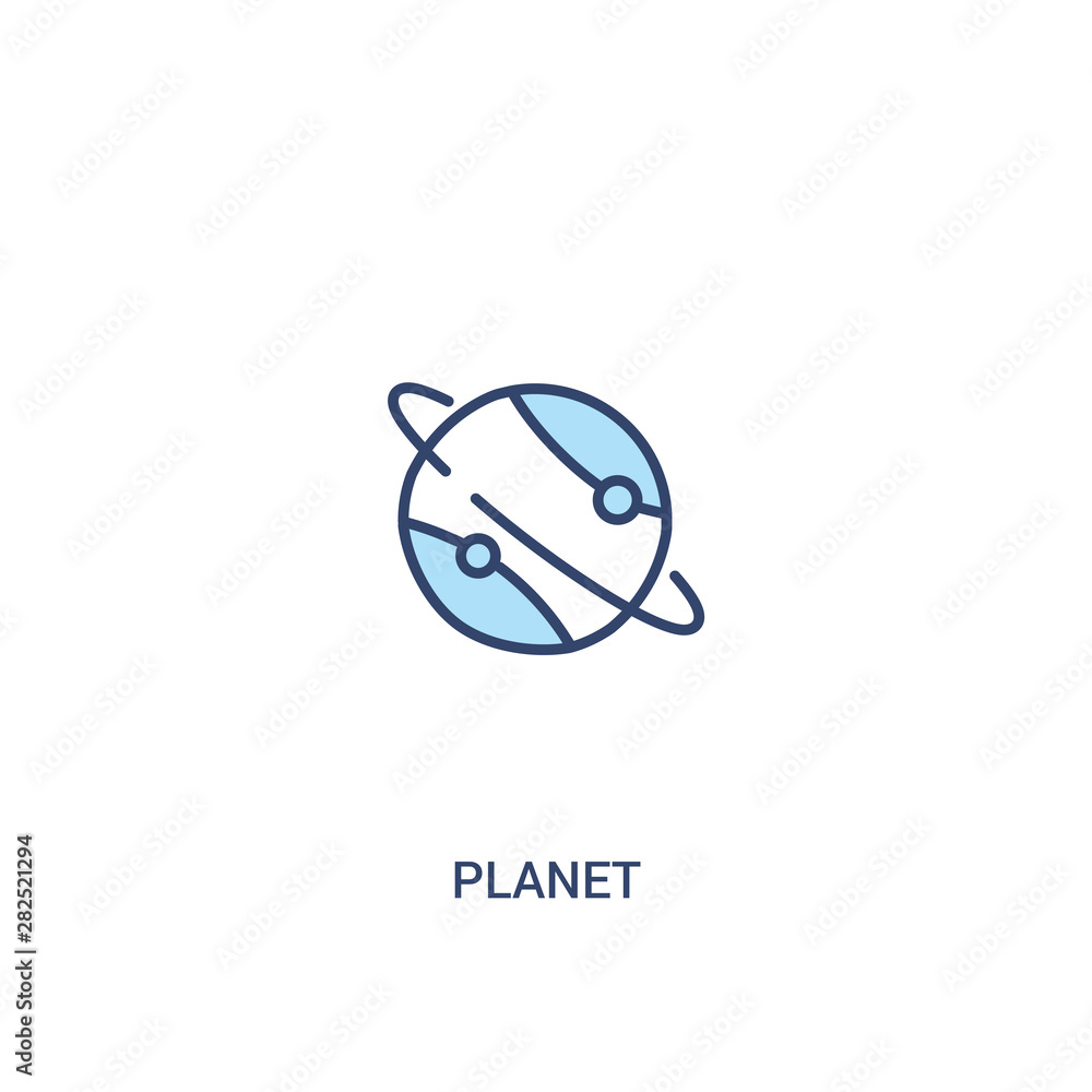 Poster planet concept 2 colored icon. simple line element illustration. outline blue planet symbol. can be 