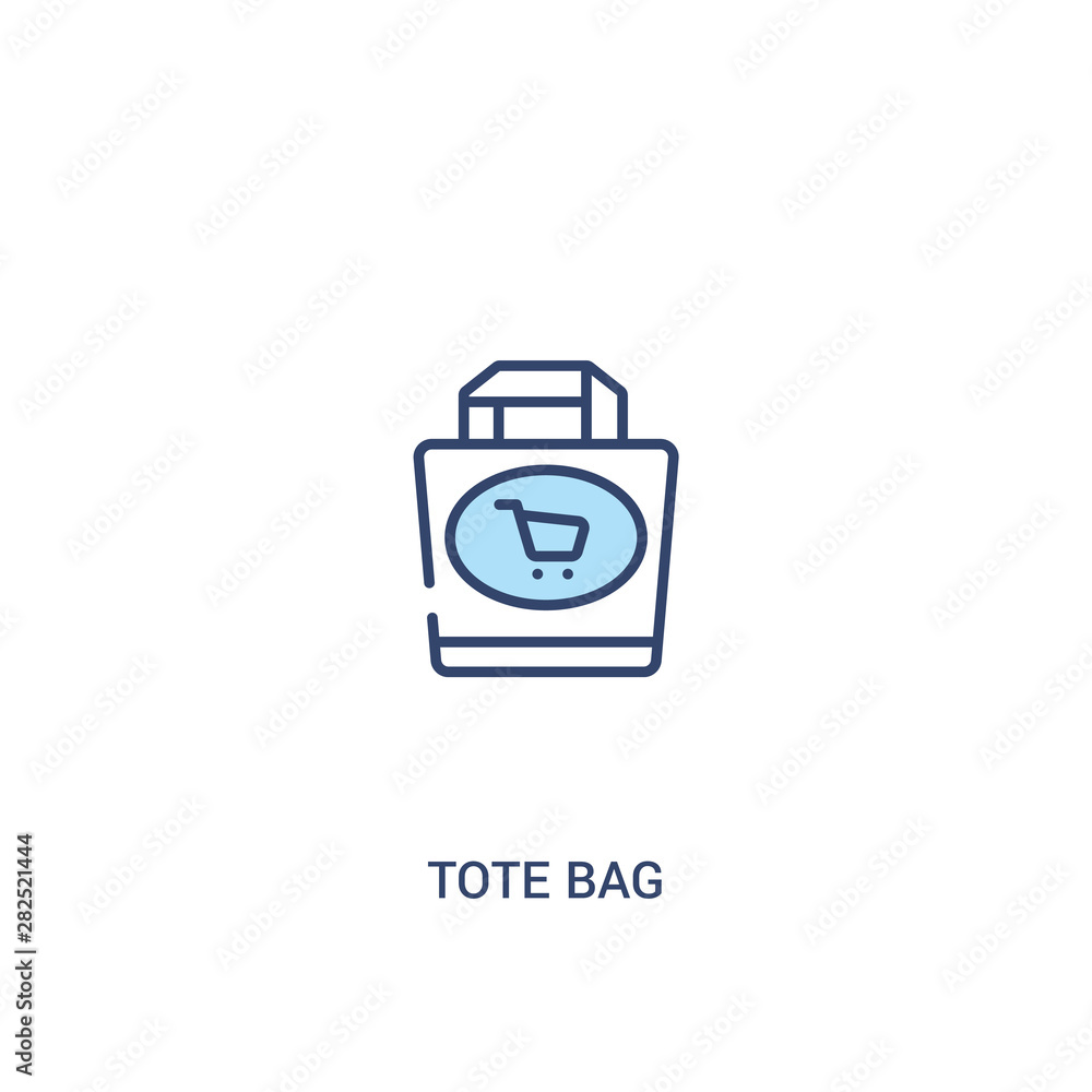 Poster tote bag concept 2 colored icon. simple line element illustration. outline blue tote bag symbol. can