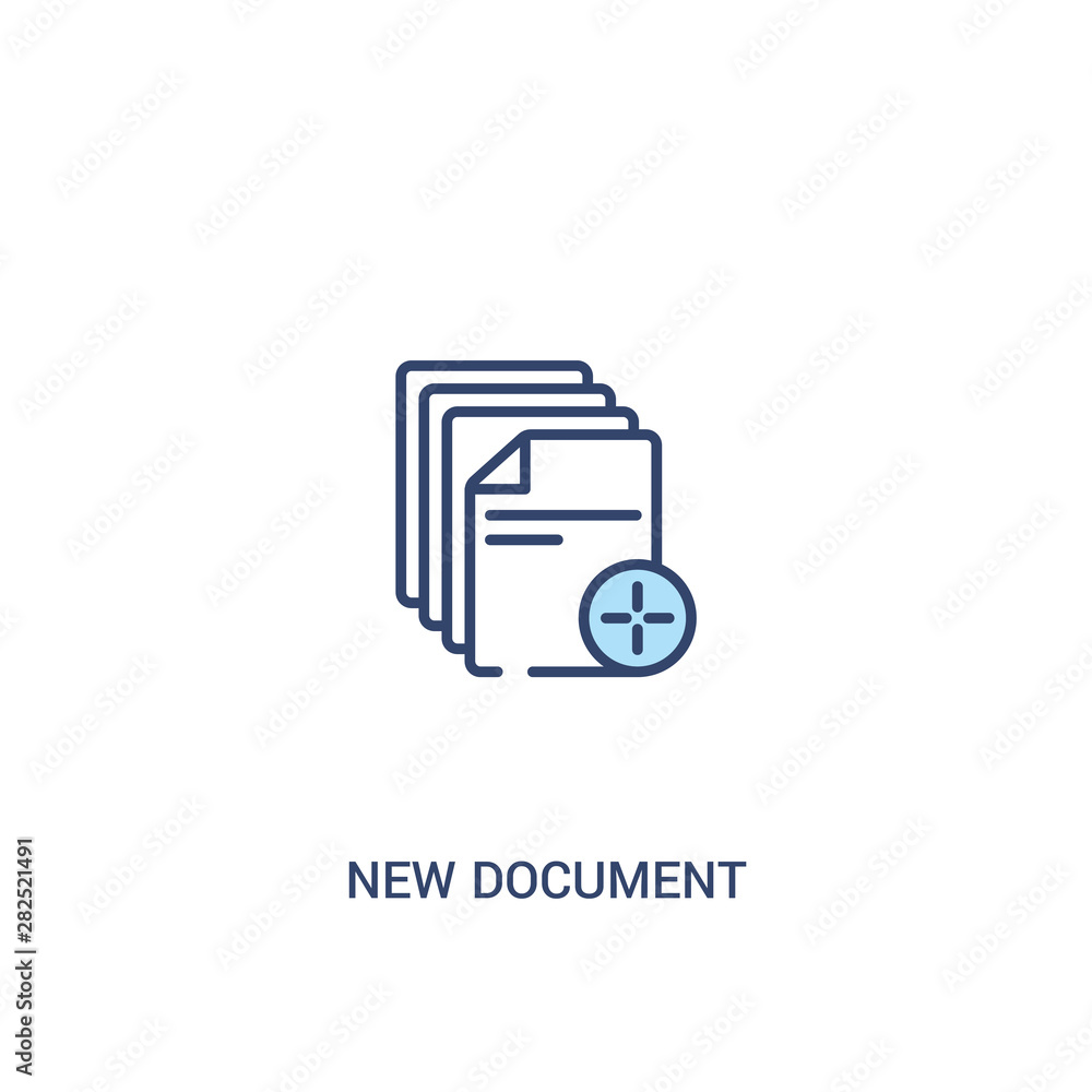 Poster new document concept 2 colored icon. simple line element illustration. outline blue new document sym