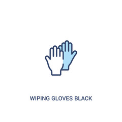 wiping gloves black pair concept 2 colored icon. simple line element illustration. outline blue wiping gloves black pair symbol. can be used for web and mobile ui/ux.