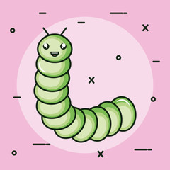 cute little worm kawaii character