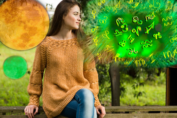 Girl, astrology, zodiac signs and planets