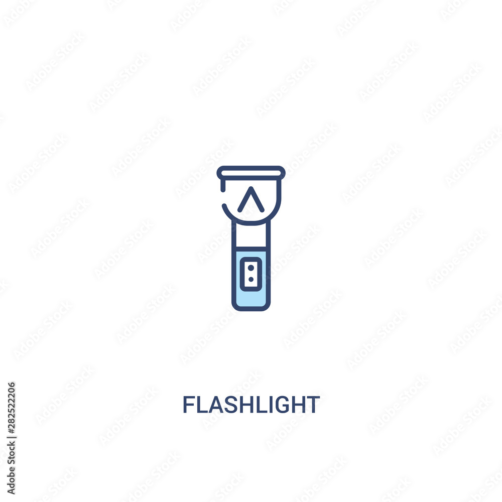 Poster flashlight concept 2 colored icon. simple line element illustration. outline blue flashlight symbol.