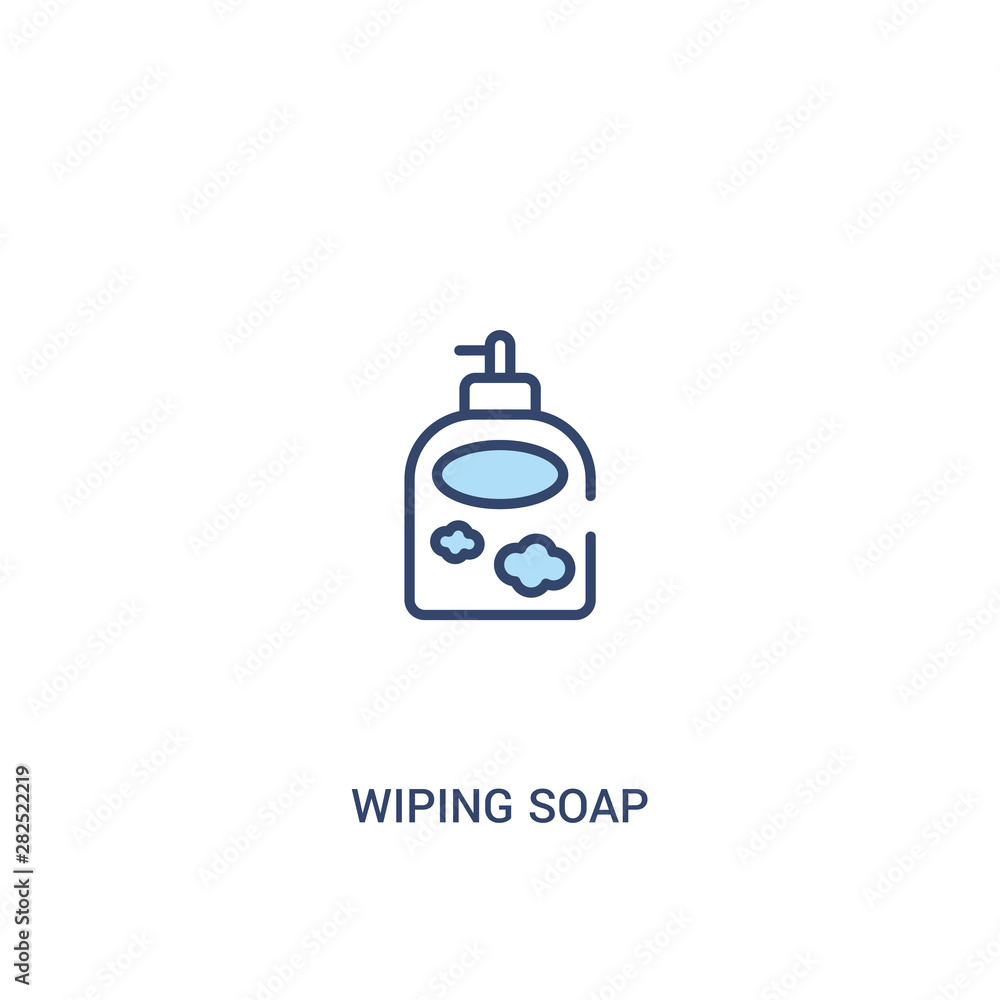 Poster wiping soap concept 2 colored icon. simple line element illustration. outline blue wiping soap symbo