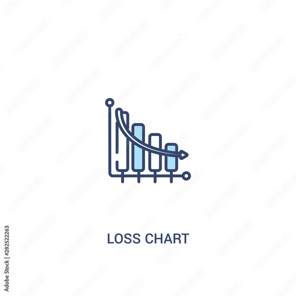 Poster loss chart concept 2 colored icon. simple line element illustration. outline blue loss chart symbol.