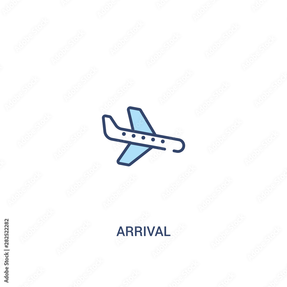 Poster arrival concept 2 colored icon. simple line element illustration. outline blue arrival symbol. can b