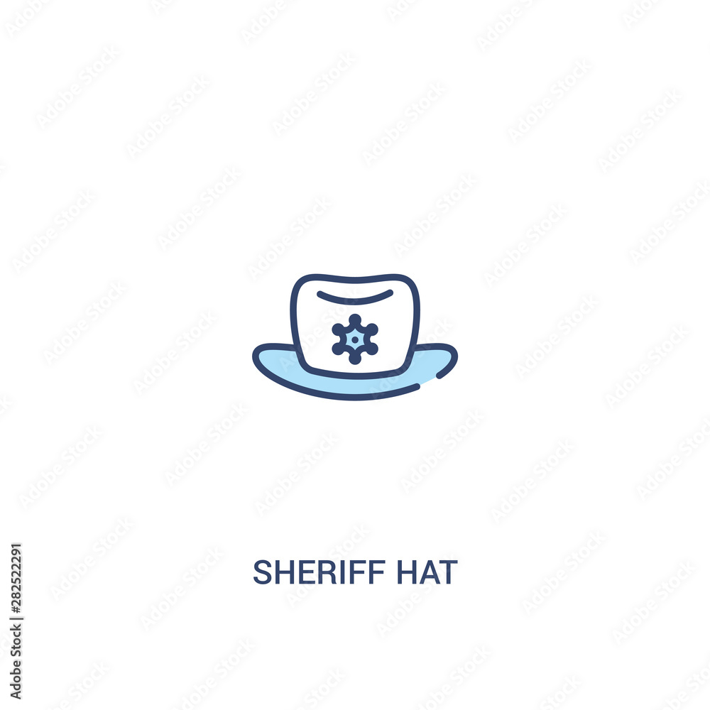 Poster sheriff hat concept 2 colored icon. simple line element illustration. outline blue sheriff hat symbo