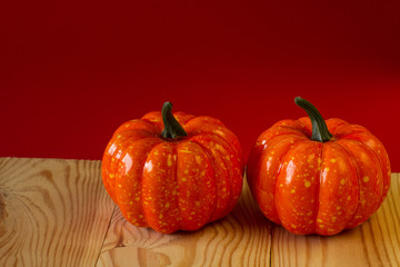 Halloween. Pumpkin. Attributes of a festive decoration. Place for text.