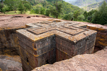 The Church of Saint George (Amharic: Bete Giyorgis) is one of eleven rock-hewn monolithic churches in Lalibela, a city in the Amhara Region of Ethiopia.