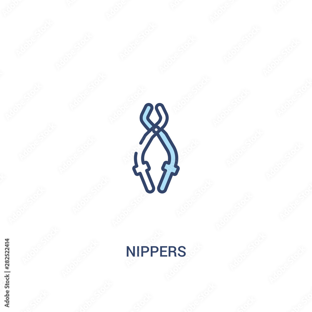 Poster nippers concept 2 colored icon. simple line element illustration. outline blue nippers symbol. can b