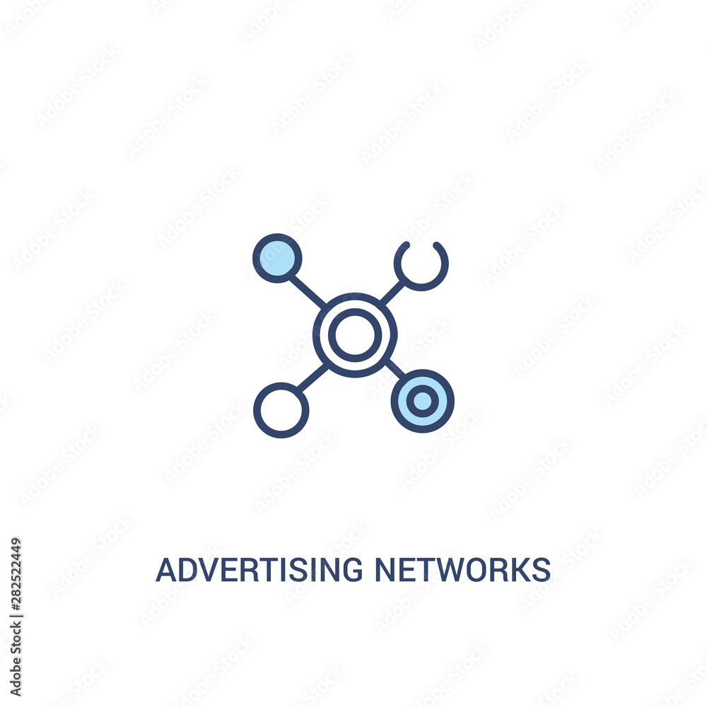 Poster advertising networks concept 2 colored icon. simple line element illustration. outline blue advertis