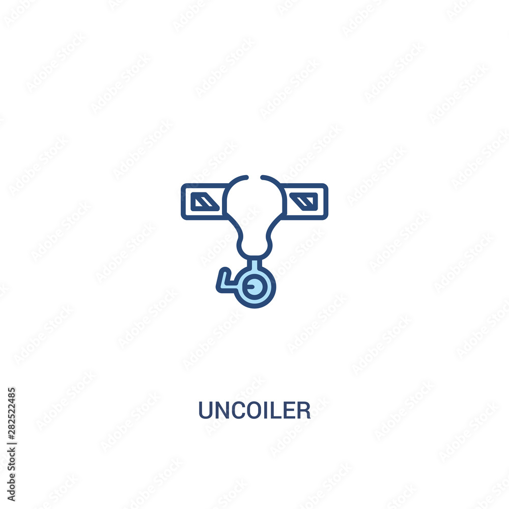 Poster uncoiler concept 2 colored icon. simple line element illustration. outline blue uncoiler symbol. can