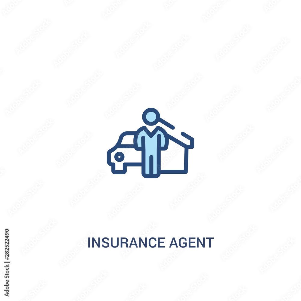 Poster insurance agent concept 2 colored icon. simple line element illustration. outline blue insurance age