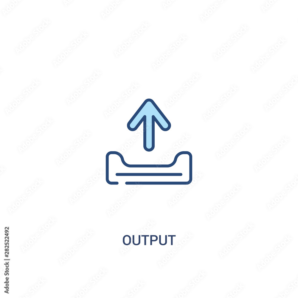 Poster output concept 2 colored icon. simple line element illustration. outline blue output symbol. can be 