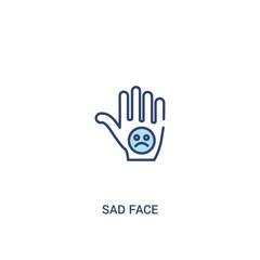 sad face concept 2 colored icon. simple line element illustration. outline blue sad face symbol. can be used for web and mobile ui/ux.