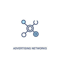 advertising networks concept 2 colored icon. simple line element illustration. outline blue advertising networks symbol. can be used for web and mobile ui/ux.