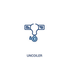 uncoiler concept 2 colored icon. simple line element illustration. outline blue uncoiler symbol. can be used for web and mobile ui/ux.