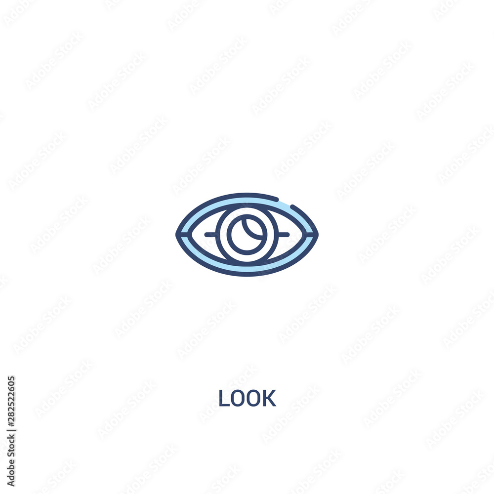 Poster look concept 2 colored icon. simple line element illustration. outline blue look symbol. can be used