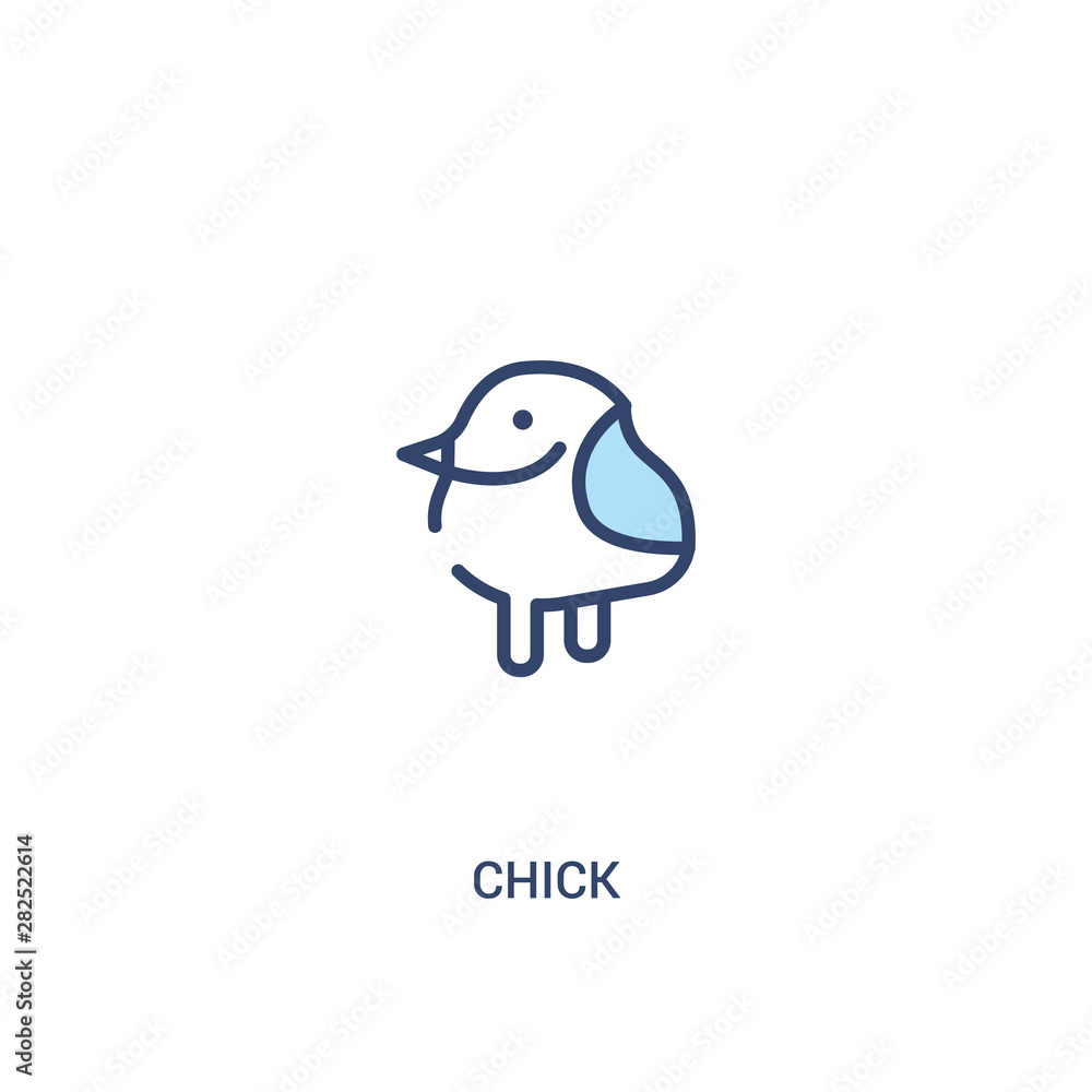 Poster chick concept 2 colored icon. simple line element illustration. outline blue chick symbol. can be us