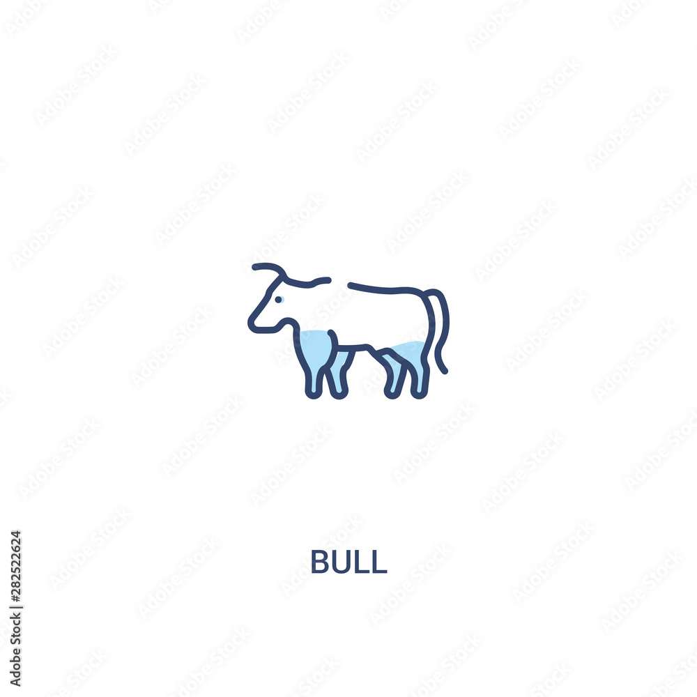 Poster bull concept 2 colored icon. simple line element illustration. outline blue bull symbol. can be used
