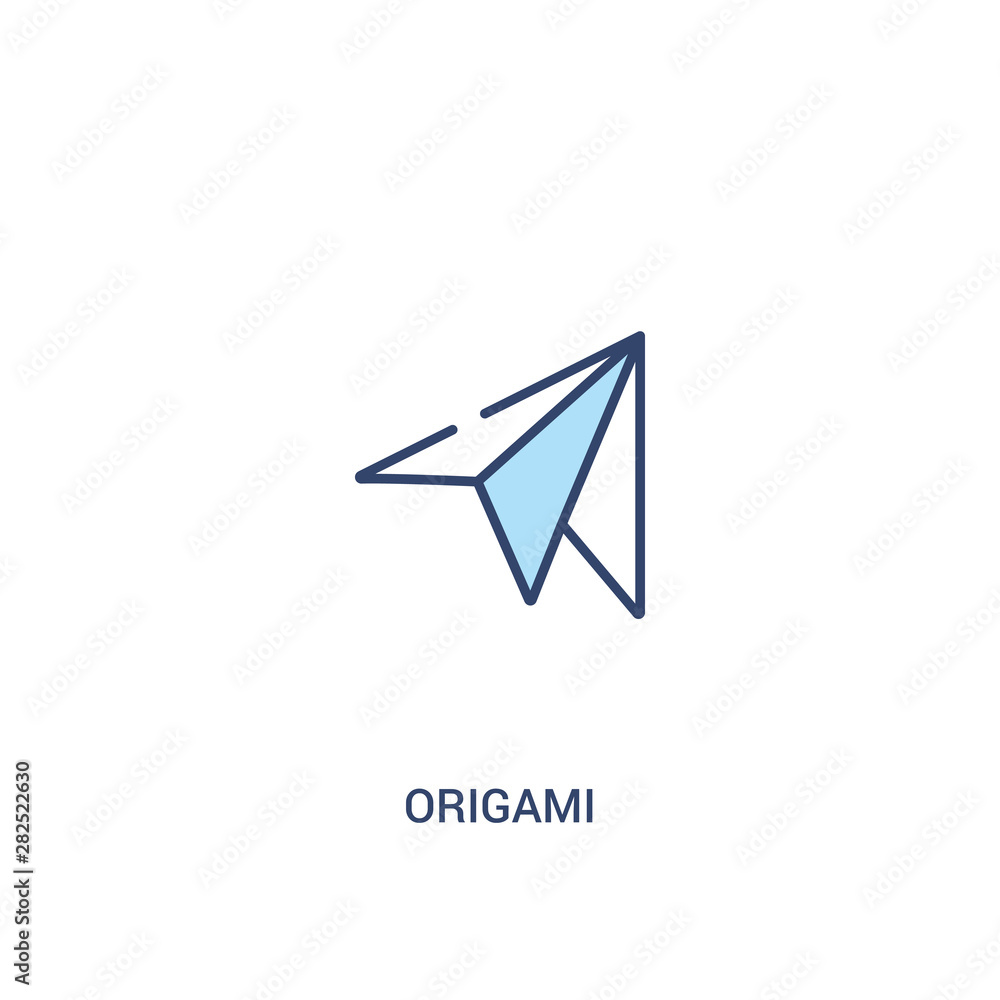 Poster origami concept 2 colored icon. simple line element illustration. outline blue origami symbol. can b