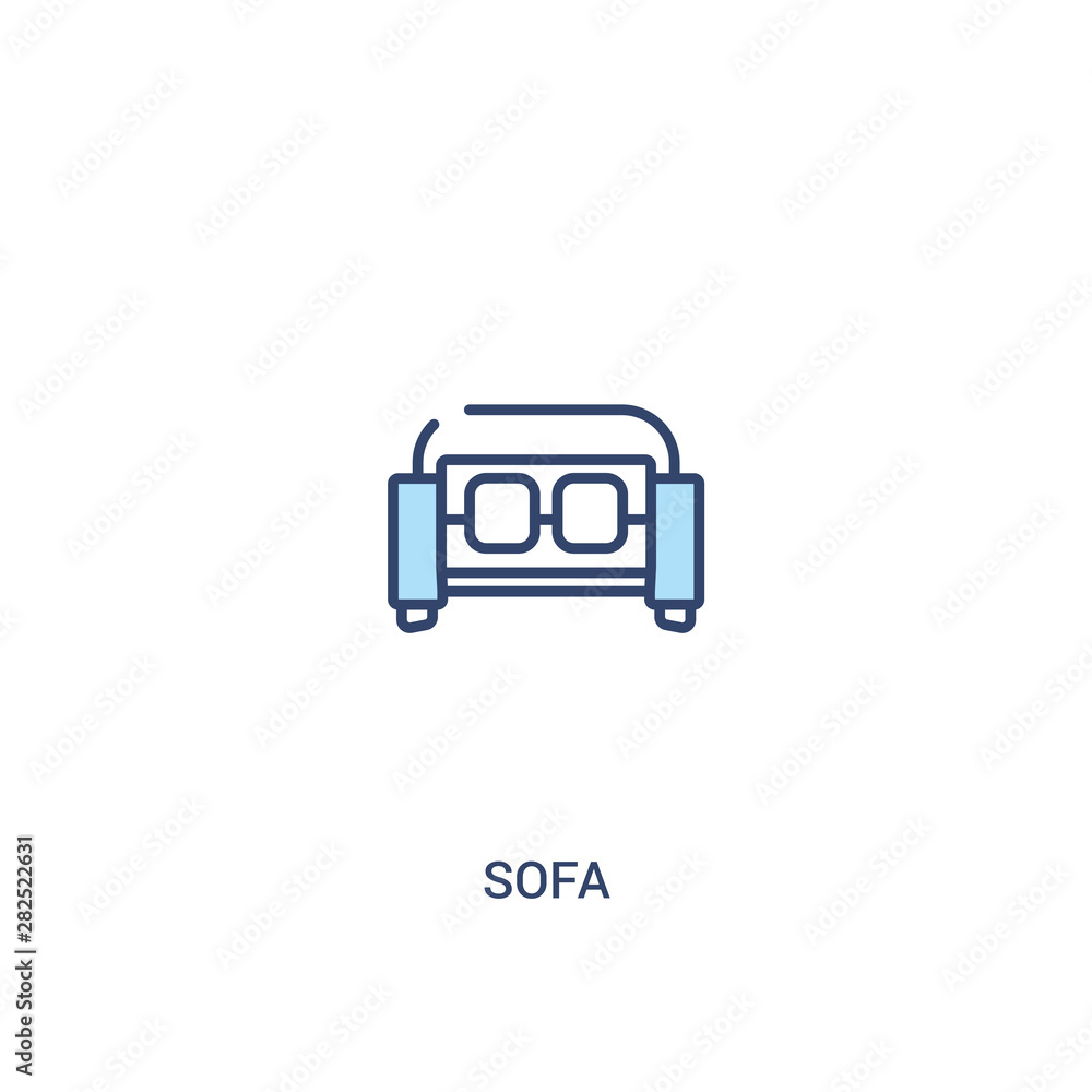 Poster sofa concept 2 colored icon. simple line element illustration. outline blue sofa symbol. can be used