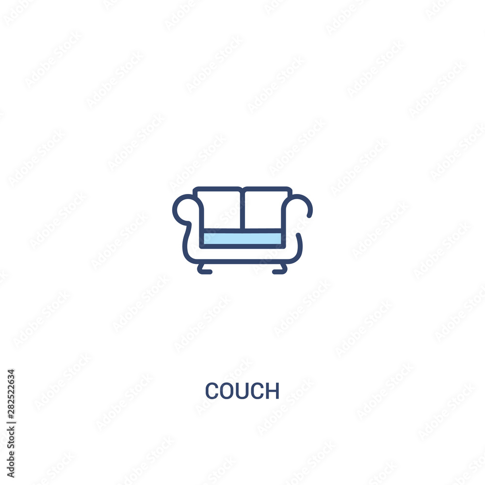 Poster couch concept 2 colored icon. simple line element illustration. outline blue couch symbol. can be us