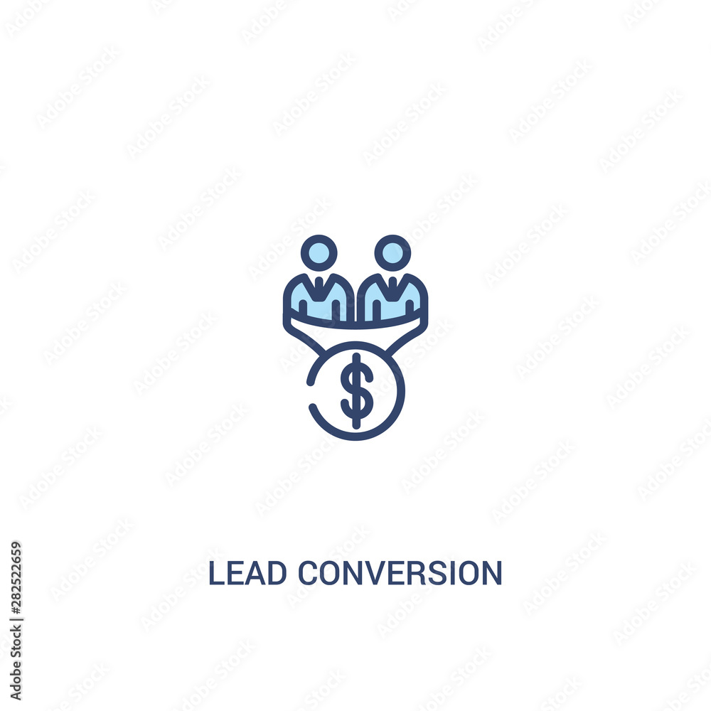 Poster lead conversion concept 2 colored icon. simple line element illustration. outline blue lead conversi