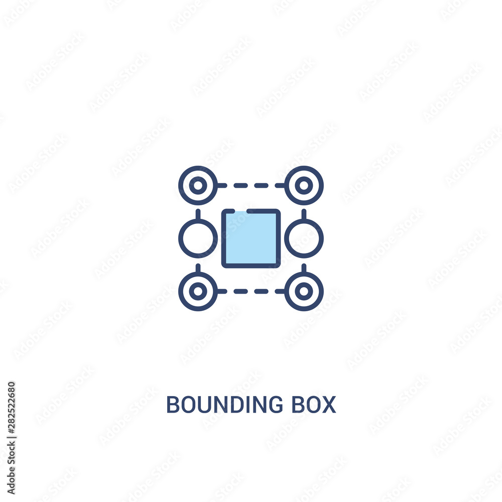 Poster bounding box concept 2 colored icon. simple line element illustration. outline blue bounding box sym
