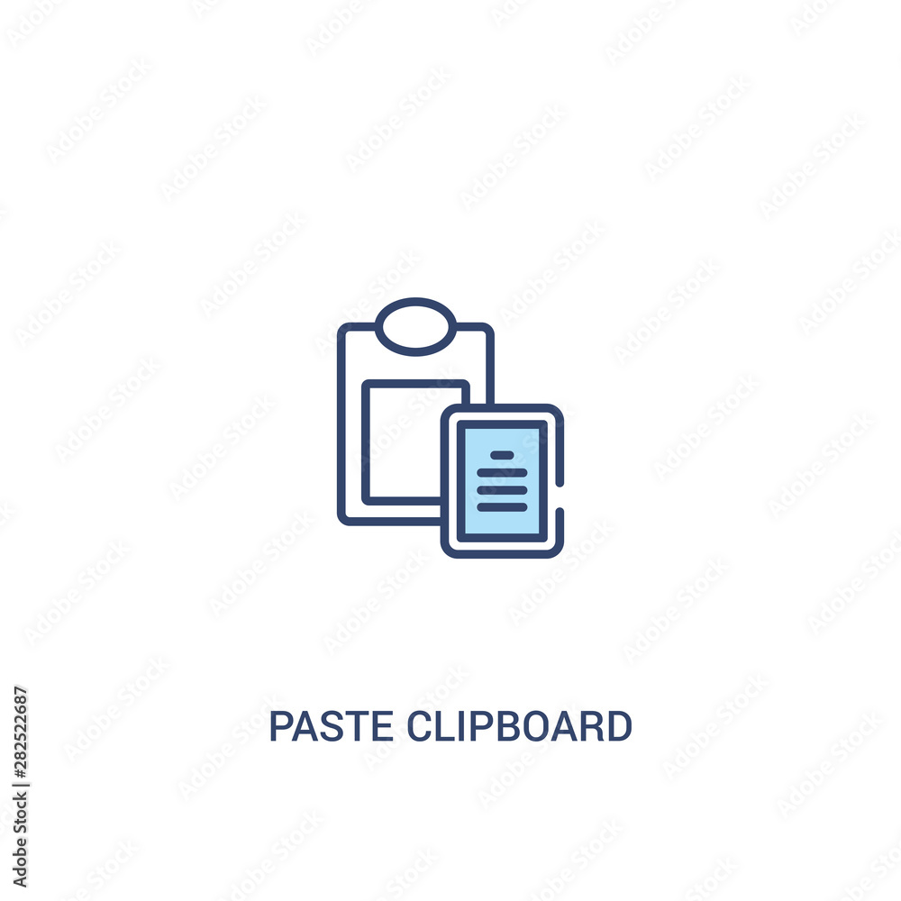 Poster paste clipboard concept 2 colored icon. simple line element illustration. outline blue paste clipboa
