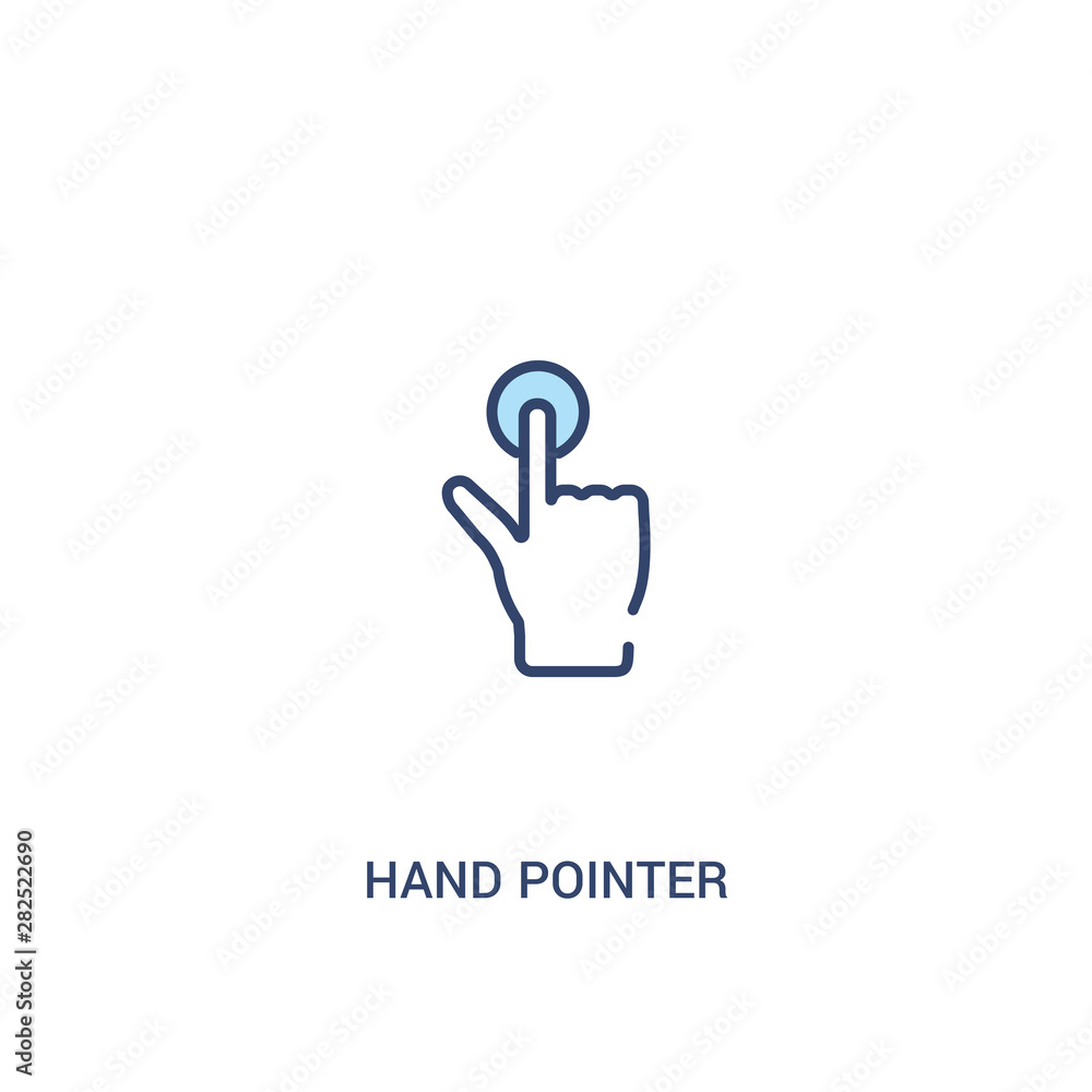 Poster hand pointer concept 2 colored icon. simple line element illustration. outline blue hand pointer sym