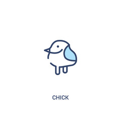 chick concept 2 colored icon. simple line element illustration. outline blue chick symbol. can be used for web and mobile ui/ux.