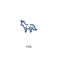 fox concept 2 colored icon. simple line element illustration. outline blue fox symbol. can be used for web and mobile ui/ux.