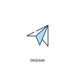 origami concept 2 colored icon. simple line element illustration. outline blue origami symbol. can be used for web and mobile ui/ux.