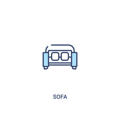 sofa concept 2 colored icon. simple line element illustration. outline blue sofa symbol. can be used for web and mobile ui/ux.