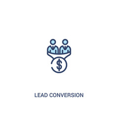 lead conversion concept 2 colored icon. simple line element illustration. outline blue lead conversion symbol. can be used for web and mobile ui/ux.