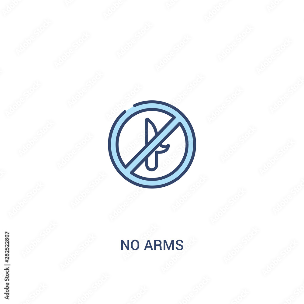 Poster no arms concept 2 colored icon. simple line element illustration. outline blue no arms symbol. can b