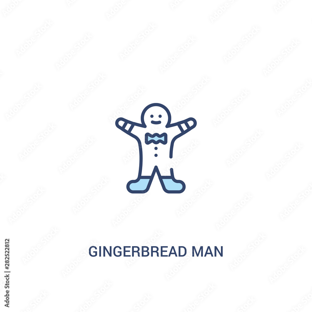 Poster gingerbread man concept 2 colored icon. simple line element illustration. outline blue gingerbread m