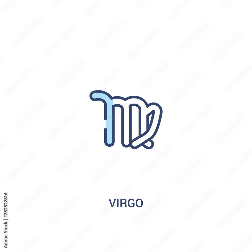 Poster virgo concept 2 colored icon. simple line element illustration. outline blue virgo symbol. can be us