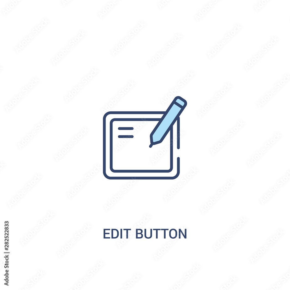 Poster edit button concept 2 colored icon. simple line element illustration. outline blue edit button symbo