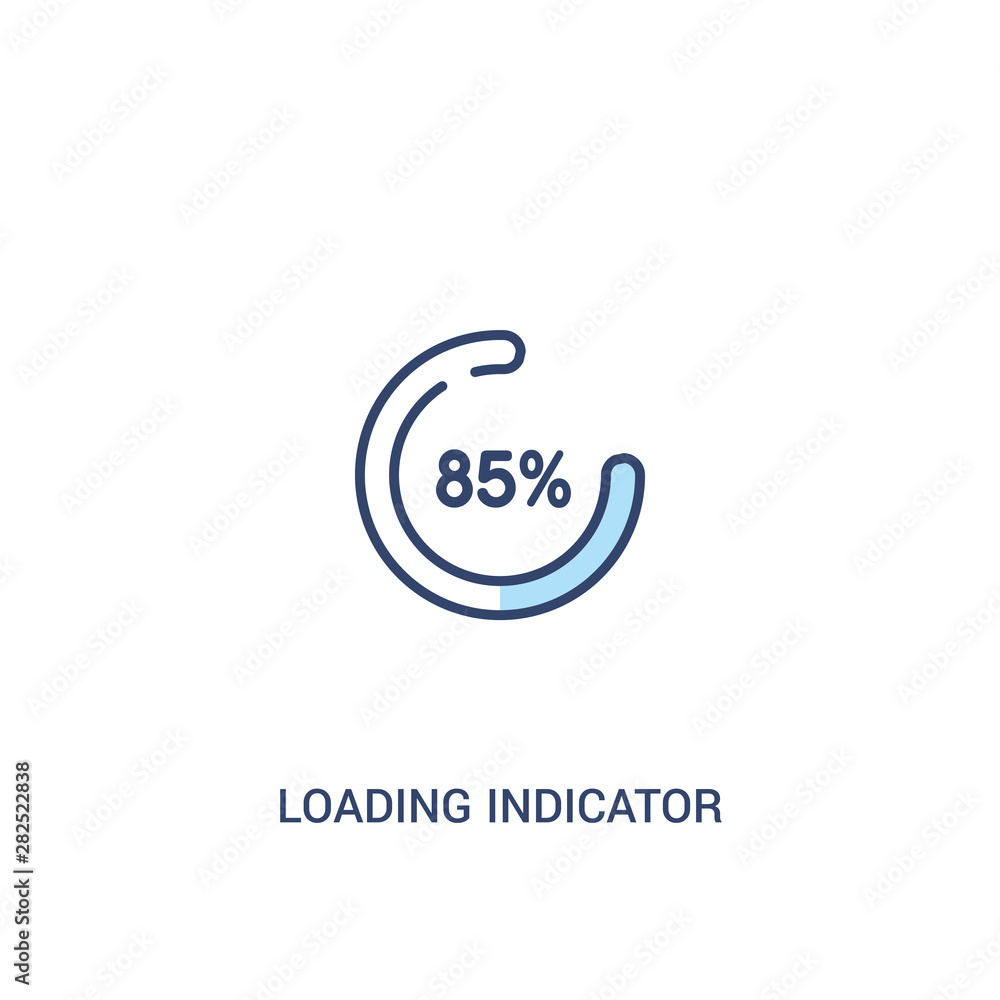 Poster loading indicator concept 2 colored icon. simple line element illustration. outline blue loading ind