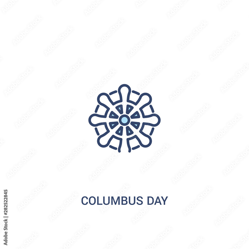 Poster columbus day concept 2 colored icon. simple line element illustration. outline blue columbus day sym