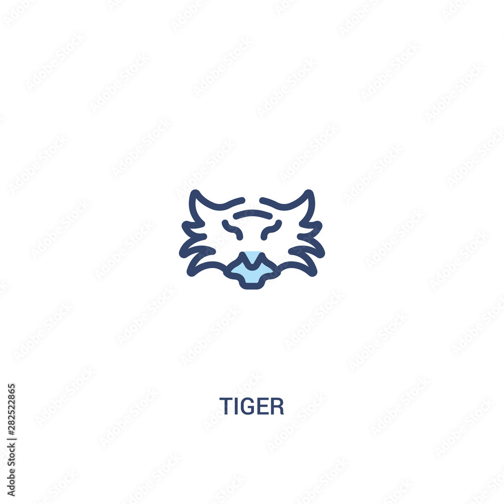 Poster tiger concept 2 colored icon. simple line element illustration. outline blue tiger symbol. can be us