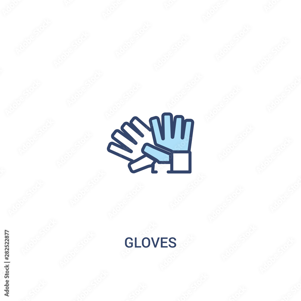 Poster gloves concept 2 colored icon. simple line element illustration. outline blue gloves symbol. can be 