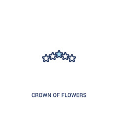 crown of flowers concept 2 colored icon. simple line element illustration. outline blue crown of flowers symbol. can be used for web and mobile ui/ux.