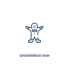 gingerbread man concept 2 colored icon. simple line element illustration. outline blue gingerbread man symbol. can be used for web and mobile ui/ux.